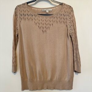 LC Lauren Conrad Beige Sweater with Eyelet Design